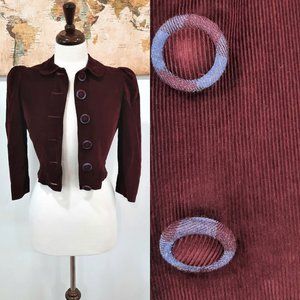 Vtg 70s burgundy corduroy cropped blazer - Gay Gibson brand